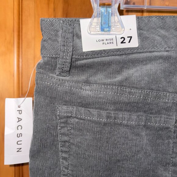 PacSun Low Rise Flare Corduroy Pants Sedona Sage Gray Green Size 27 NWT - Picture 2 of 9